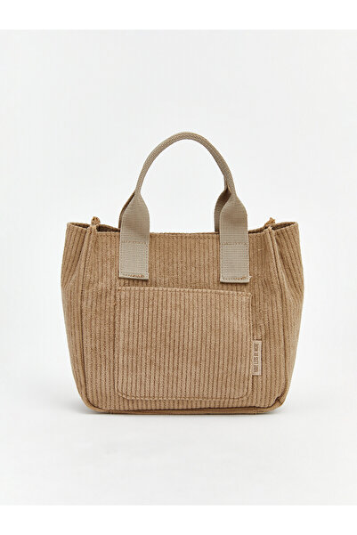 LC Waikiki Trendlucky Corduroy Fabric Detachable Strap Girls' Handbag with a ...