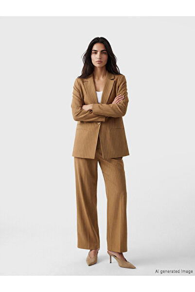 LC Waikiki Trendlucky Striped Linen Blend Women's Trousers with a Difference