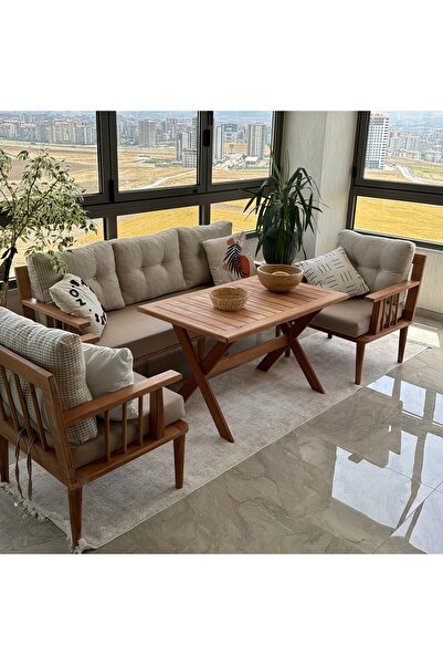 cdmobilya Masif Ahşap Bahçe Balkon takımı