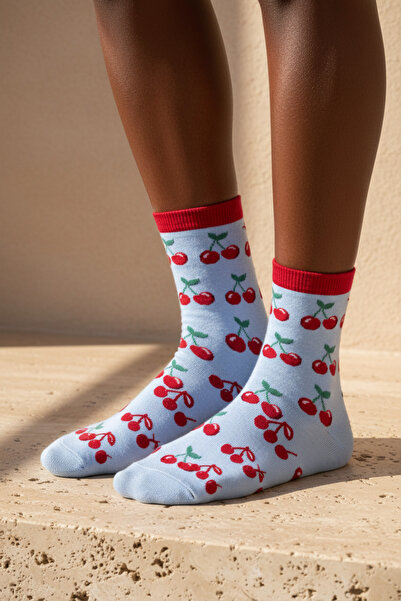 Katia&Bony Women's Cherry Patterned Socks Blue