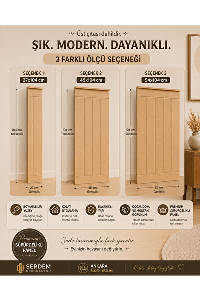 wood life Dekoratif Duvar Paneli Boyanabilir Ahşap (45*104 )Ham Mdf Duvar Paneli