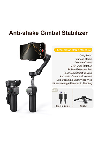 Choice Black AOCHUAN Smart V8 3-Axis Handheld Gimbal Stabilizer With Extensio...