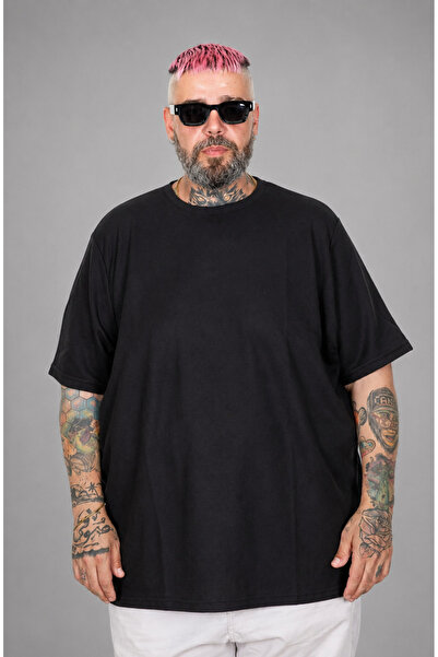 ModeXL Plus Size Waffle Textured Crew Neck T-Shirt 20033 Black