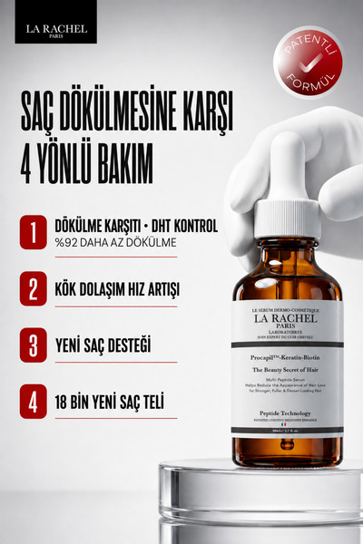La Rachel Saç Dökülmesine Karşı Patentli Içeriğe Sahip Yeni Saç Oluşumunu Sağlayan Bilimsel Saç Serumu