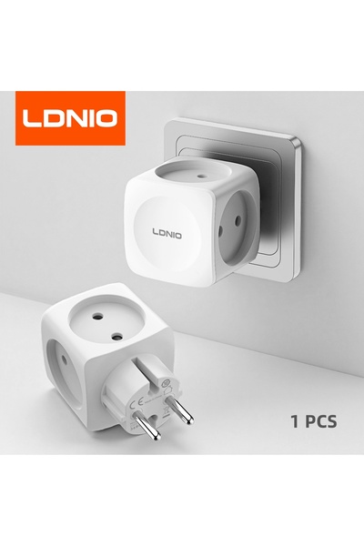 Choice قابس KR EU أبيض مع محول تمديد مقبس LDNIO EU رمادي من 1 إلى 4 منافذ متع...