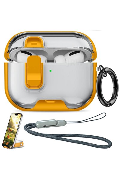 Choice5 غطاء أصفر لسماعات Airpods Pro 3 مع قفل آمن وحامل للهاتف، غطاء واقي نا...