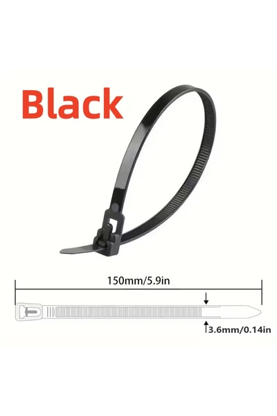 choice2 100PCS Black 1000/100Pcs Reusable Cable Ties Cable Lock Loop Nylon Ti...