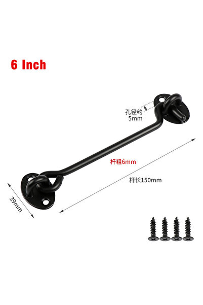 Choice3 black-6 inch Door/Window Stainless Steel Heavy Duty Privacy Hook and ...