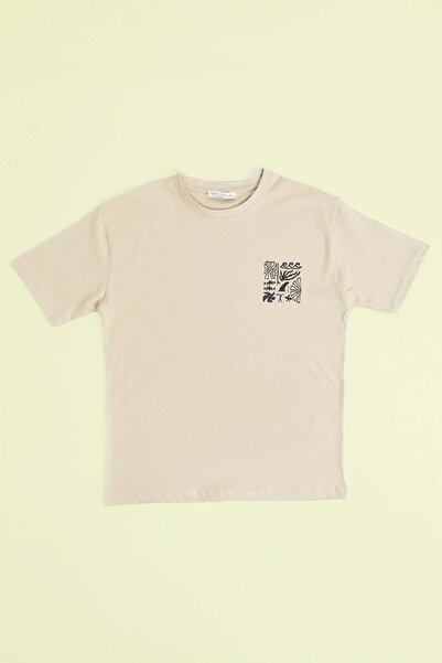 Fulla Moda Tricou Surf cu imprimeu guler rotund pentru băieți supradimensionat