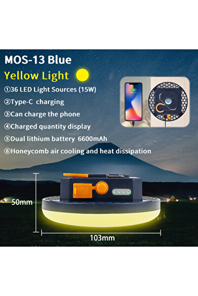 Choice MOS-13-Blue-Y MOSLIGHTING 9900Mah Outdoor Camping Light Portable Recha...