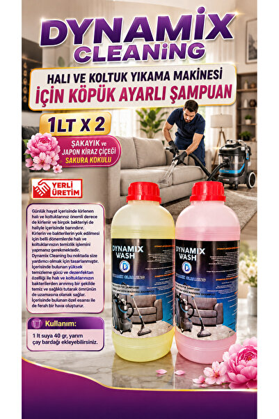 2'li Halı ve Koltuk Yıkama Makinesi Şampuanı Şakayık 1 kg, Japon Kiraz Çiçeği 1 kg 1 KGX 2
