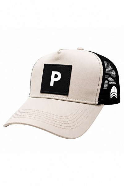 all hats P Letter Patch Detailed Mesh Trucker Baseball Cap