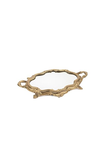 Mikasa Moor Mi̇kasa Moor Gold Oval Mirrored Metal Dek Tray 46X28Cm