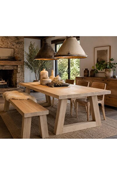 BRK Design BA AHŞAP Tasarım Doğal Ağaç Ayak Ahşap Yemek / Toplantı / Çalışma ...