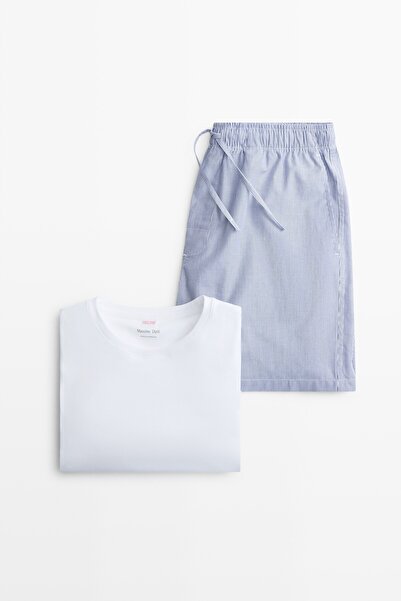 Massimo Dutti Kısa kollu pijama üstü ve çizgili pantolon