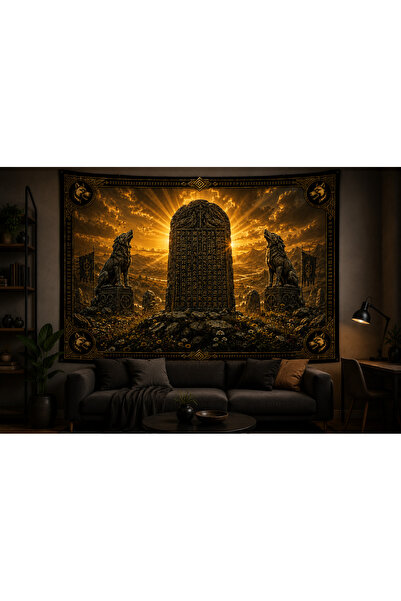 Vagonik Orta Asya Türk Mitolojisi Temalı Duvar Örtüsü Wall Tapestry Kalın ve ...