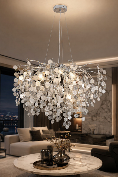 Apliqa Masal 60'lık Yuvarlak Krom Kristal Taşlı Modern, Oturma Odası, Salon A...