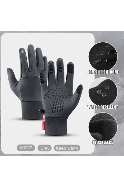 Choice L grey Waterproof Cycling Gloves Winter Touch Screen Bicycle Gloves Ou...