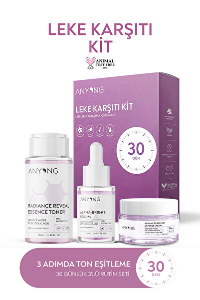 Anyong Leke Karşıtı Ve Aydınlatıcı Cilt Bakım Seti (TONİK, SERUM, KREM) / Pir...