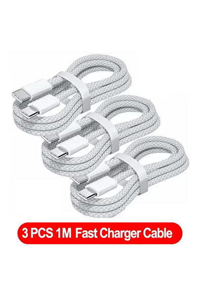Choice 3 قطع بطول 1 متر، 3 قطع كابل شحن سريع USB-C إلى Type-C بقوة 100 واط، ك...