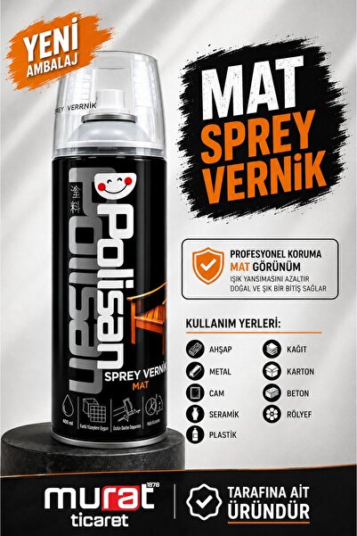 Polisan Vernik Sprey Akrilik Şeffaf Mat 400 ml (rölyef tablo vb. için uygun)