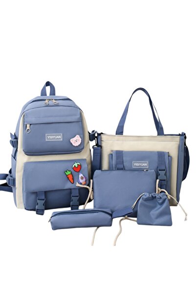 HI-FINE 5-Piece School Backpack Set for Girls Boys, Cute Casual Student Backp...