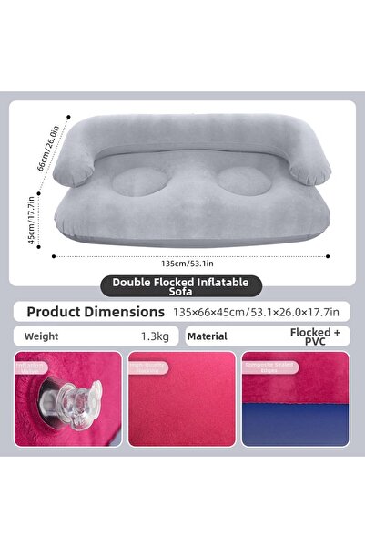 Choice3 CQSF-SR-3 Inflatable Double Sofa Flocking Portable Air Couch Lazy Sof...
