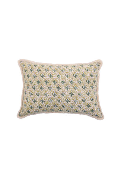 Yargıcı Floral Patterned Cotton Fabric Rectangular Pillow (50X35 cm)