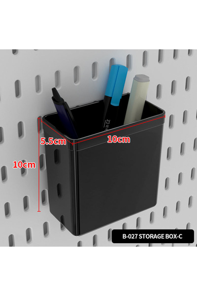 Choice Black Storage Box-C Standing Office Pegboard Storage. No - Drill, Clip...