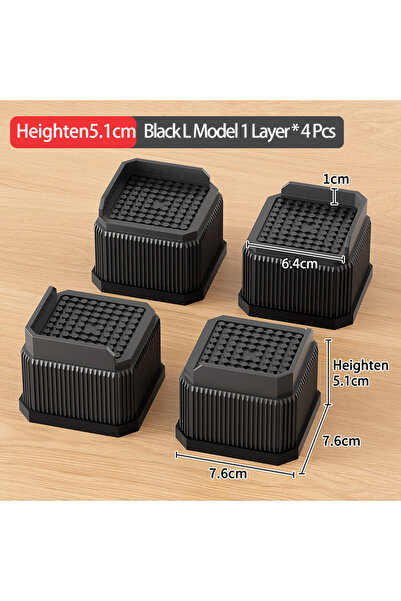 Choice Black M 4PCS Adjustable Height Furniture Risers - High Load - Bearing,...