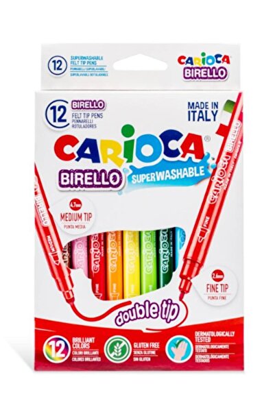 carioca Birello Washable Double-Sided 12 Color Felt Tip Pens