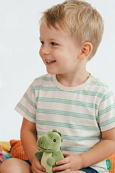 Breeze Boy's Short Sleeve T-Shirt with Striped Patch, 1-3 Years Old, Ecru