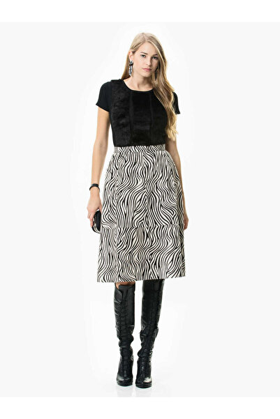 Roman Zebra Desenli Deri Etek Standart Renk K1859117_089