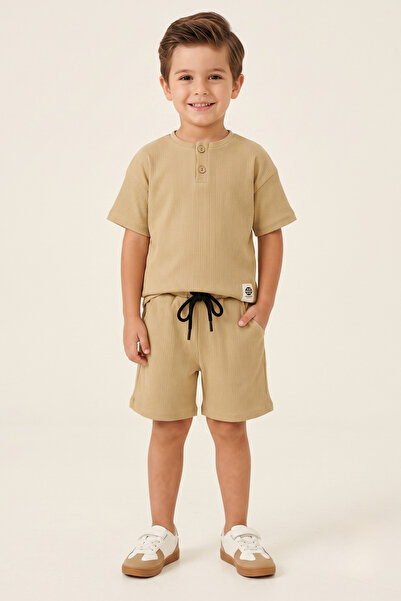 CRASSİ Boy's Shorts Set Lycra Self-Patterned Combed Cotton Elastic Laced