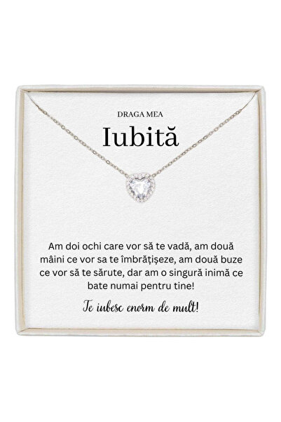 The Jewel Heart Cadou Forever Yours Argintiu de Neuitat pentru Iubita de Ziua...