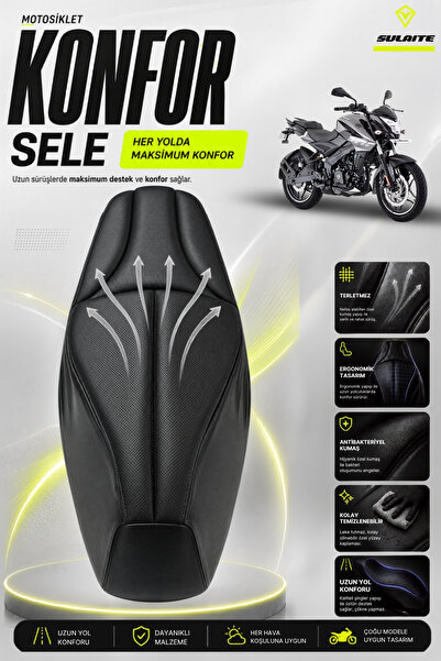 SULAITE Motosiklet Konfor Sele Kılıfı Bajaj NS 200 Uyumlu Visco Süngerli Sele...