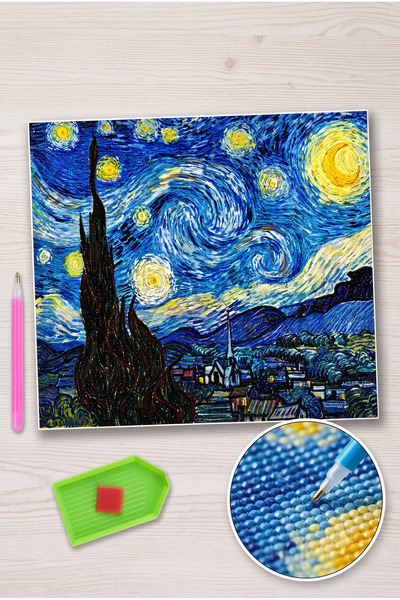 histone Kit de broderie cu mărgele 40 x 50 Noapte înstelată Van Gogh