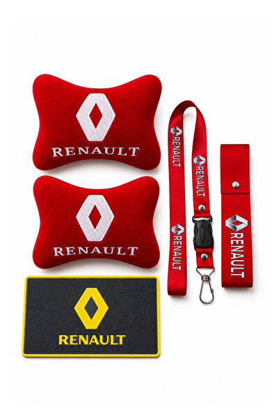 TUSBA MARKET Renault Embroidered Red Fleece Orthopedic Travel Neck Pillow / I...