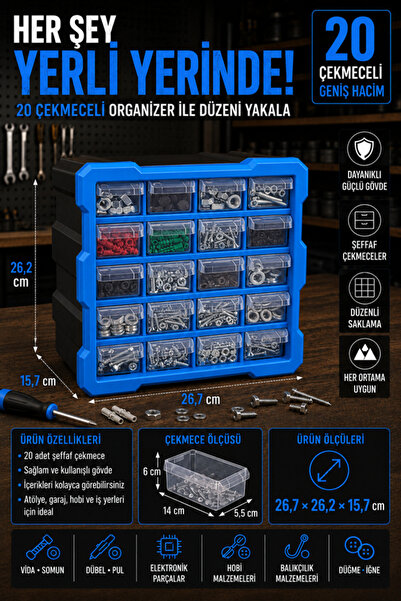 Begin Power 20 Bölmeli Monoblok Çekmeceli Organizer