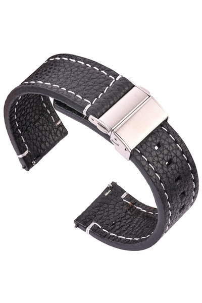 DUTRIEUX 20mm Black Genuin Leather Watchbands For Watch 3 4 5 Strap Women Men...