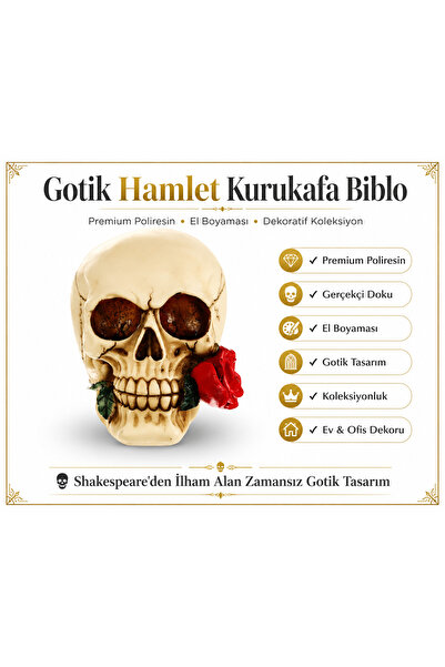 e-life shop Gotik Stil Romantik Hamlet Kurukafa Iskelet Biblo Heykel Dekorati...