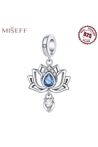 Choice9 OTC0495 MISEFF S925 Sterling Silver Charm Blue Flower Iris Pendant Fi...