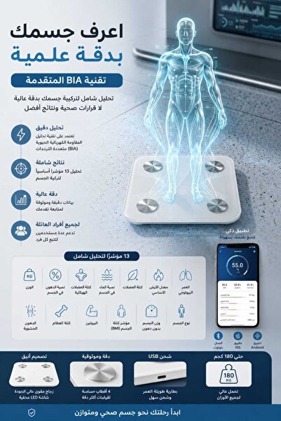 Momax ميزان ذكي لتتبع الصحة وقياس نسبة الدهون في الجسم مع تقنية البلوتوث، ميز...