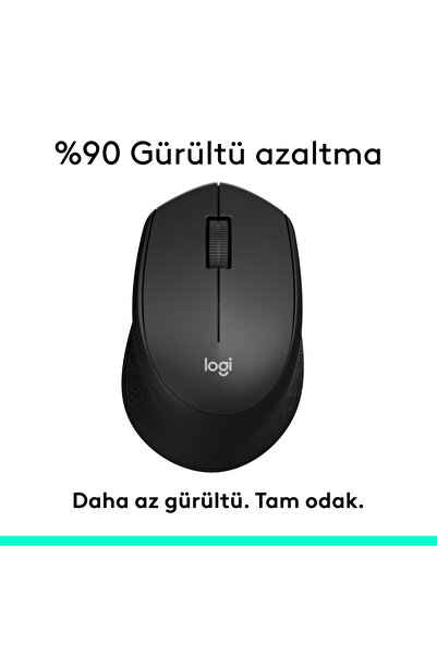logitech M330 Sessiz Kablosuz Optik Mouse, Siyah 910-004909