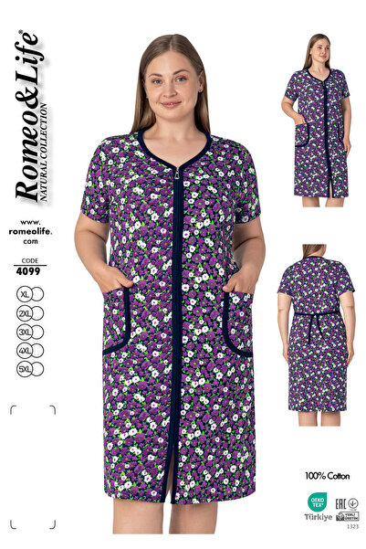 ROMEO LİFE Rochie de vară pentru femei, mărime mare, 100% bumbac, țesătură pi...
