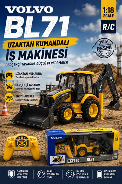 Begin Power 1:18 Uzaktan Kumandalı Volvo Kepçe Ful Fonksiyon Oyuncak İş Makinesi