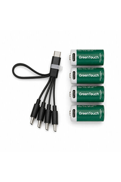 greentouch CR123A USB-C Şarj Edilebilir Pil — 4'lü