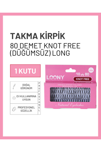Loony Takma Kirpik 80’li Long Düğümsüz - Doğal Görünüm Makyaj İçin Ev ve Prof...