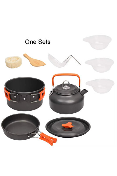 Choice7 Orange-With Parts Outdoor Camping Cookware Set Made of Aluminum Alloy...