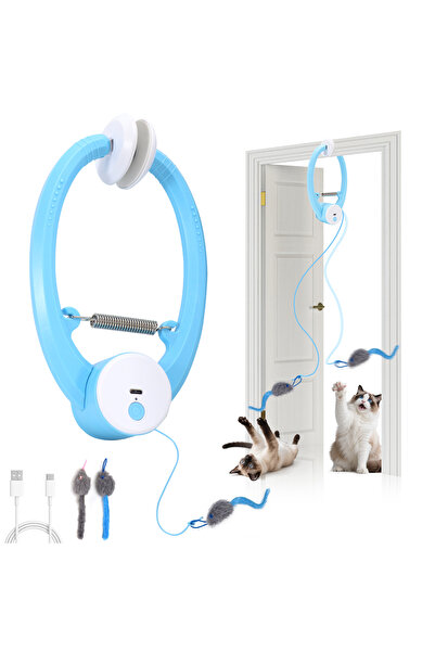 Choice Blue Electric Automatic Interactive Cat Toy USB Rechargeable Flutterin...